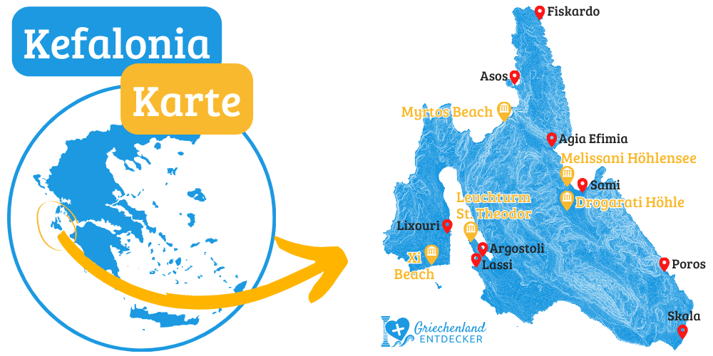 Kefalonia Karte sehenswuerdigkeiten orte