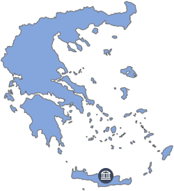 Knossos auf Kreta auf der Landkarte markiert