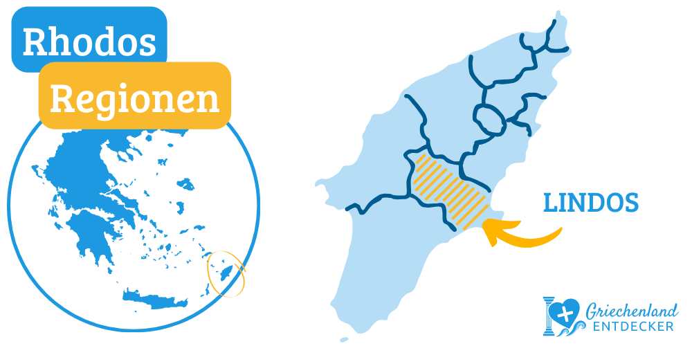 insel rhodos region lindos karte