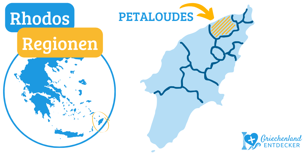 insel rhodos region petaloudes karte