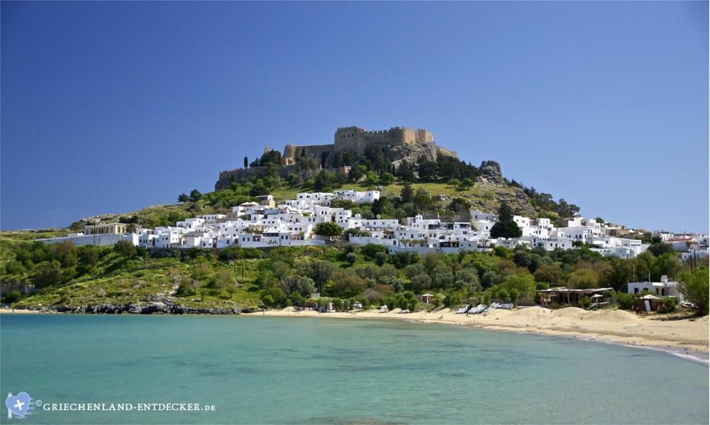 rhodos lindos stadt akropolis strand